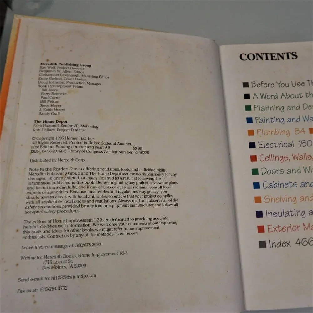 The Home Depot Home Improvement 1-2-3 Expert Advice 1995 Meredith Hardcover